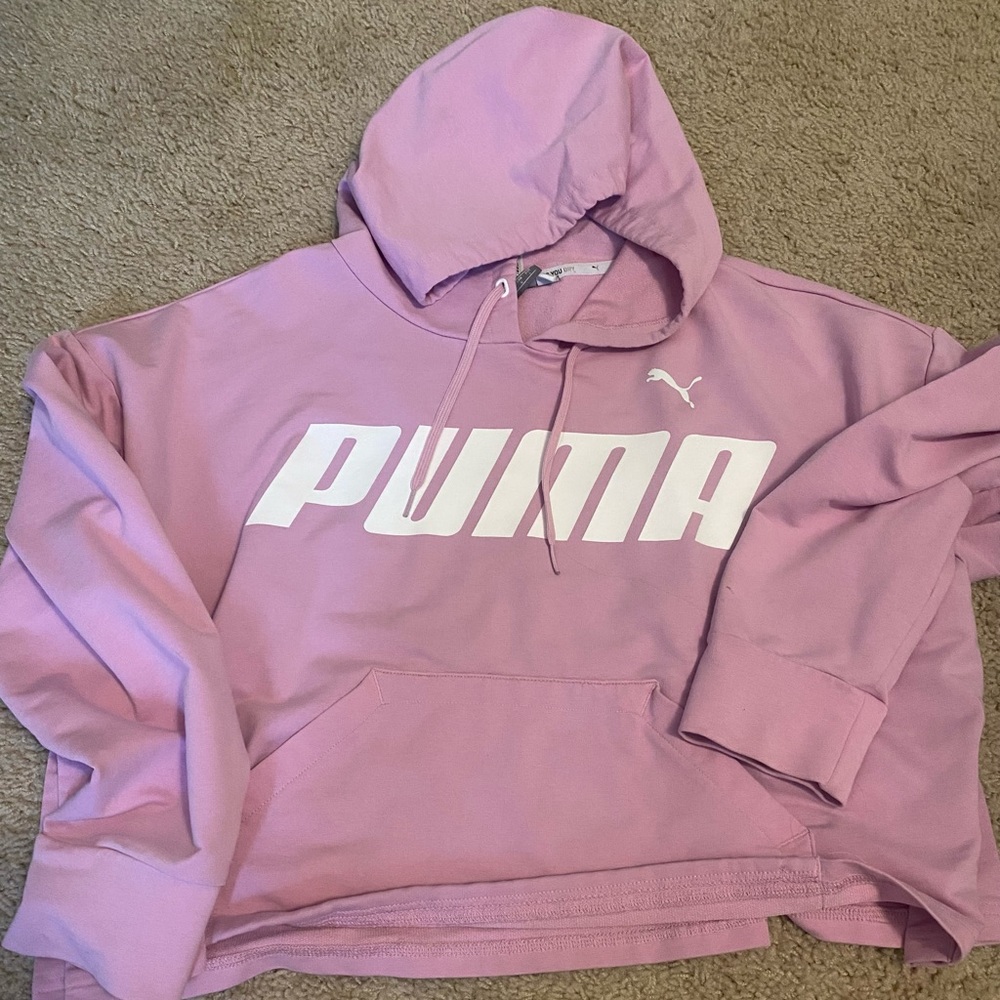 Pink cropped athletic sweatshirt